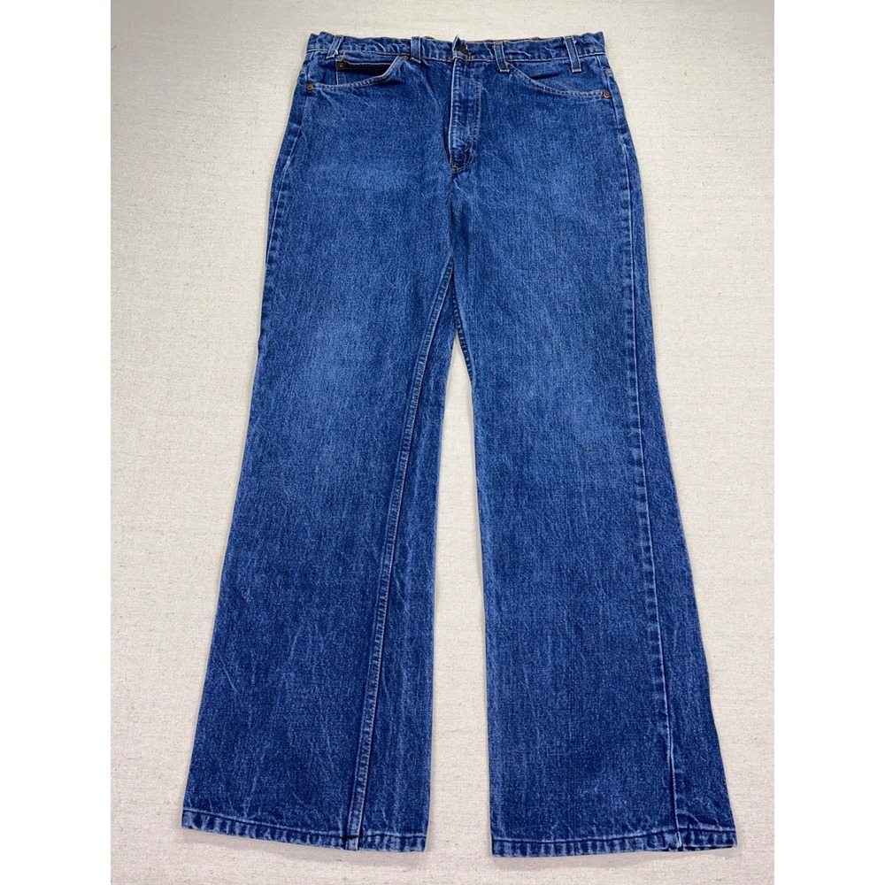 Vintage 70s Levis 517-0217 Orange Tab Mens 34 Blue Denim Bootcut Jeans USA MADE
